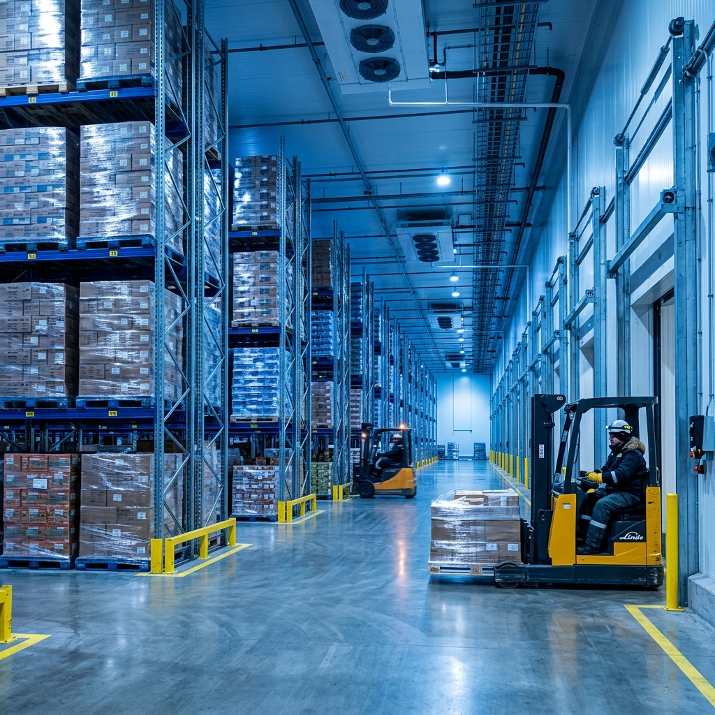 Interior of Myriad automated shuttle cold storage warehouse
